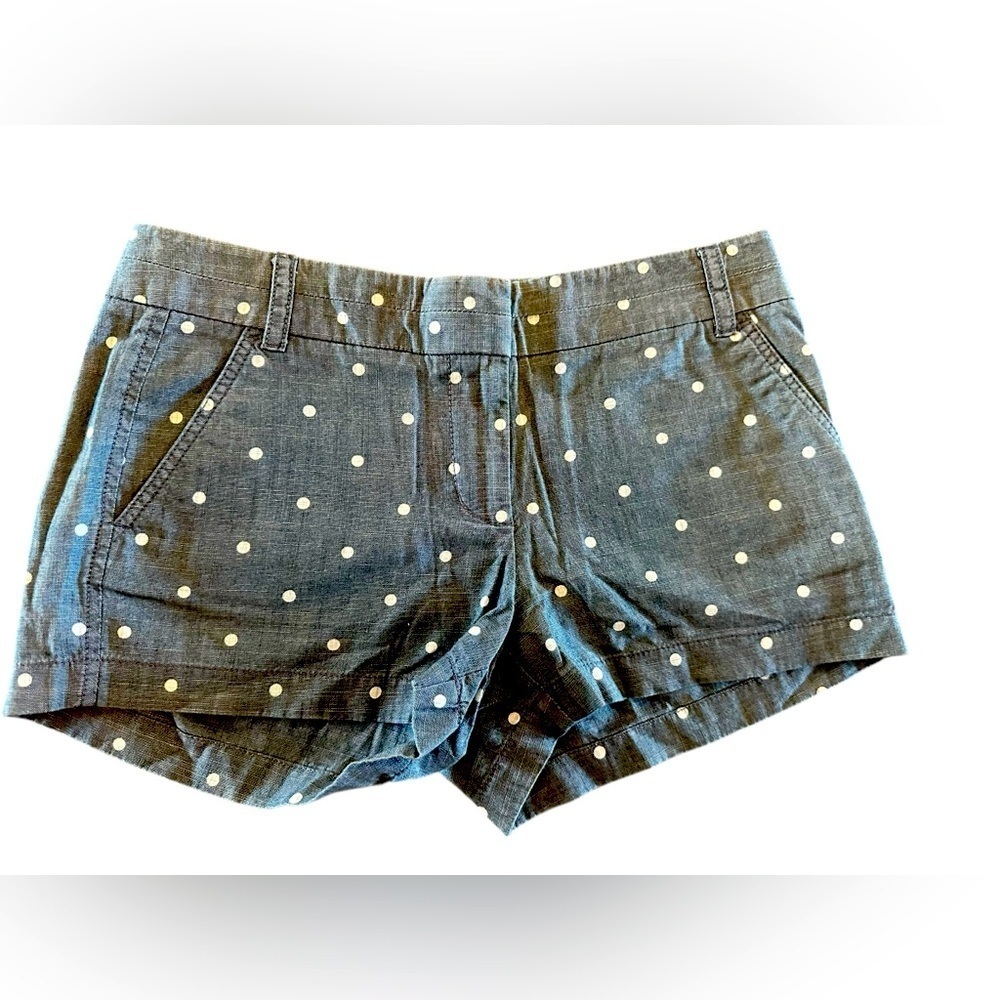 J.Crew Women’s Chambray Polka Dot 3” Inseam Cotton City Fit Shorts Size 4